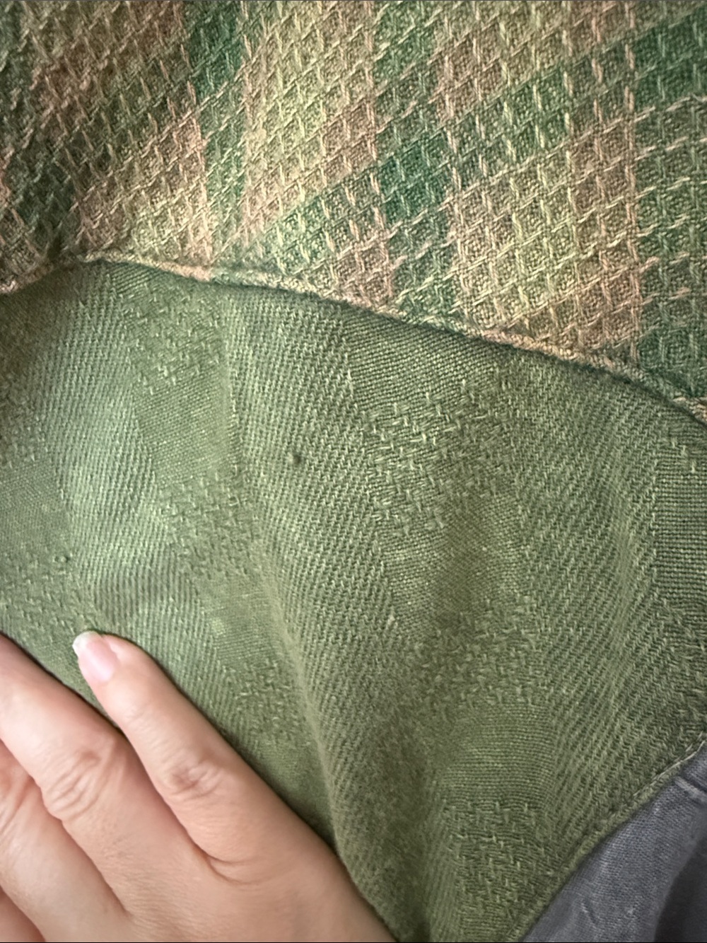 GUC - Sacred Threads Patchwork Button Cardigan - Olive, Mauve & Lavender (1-06) - Picture 5 of 5